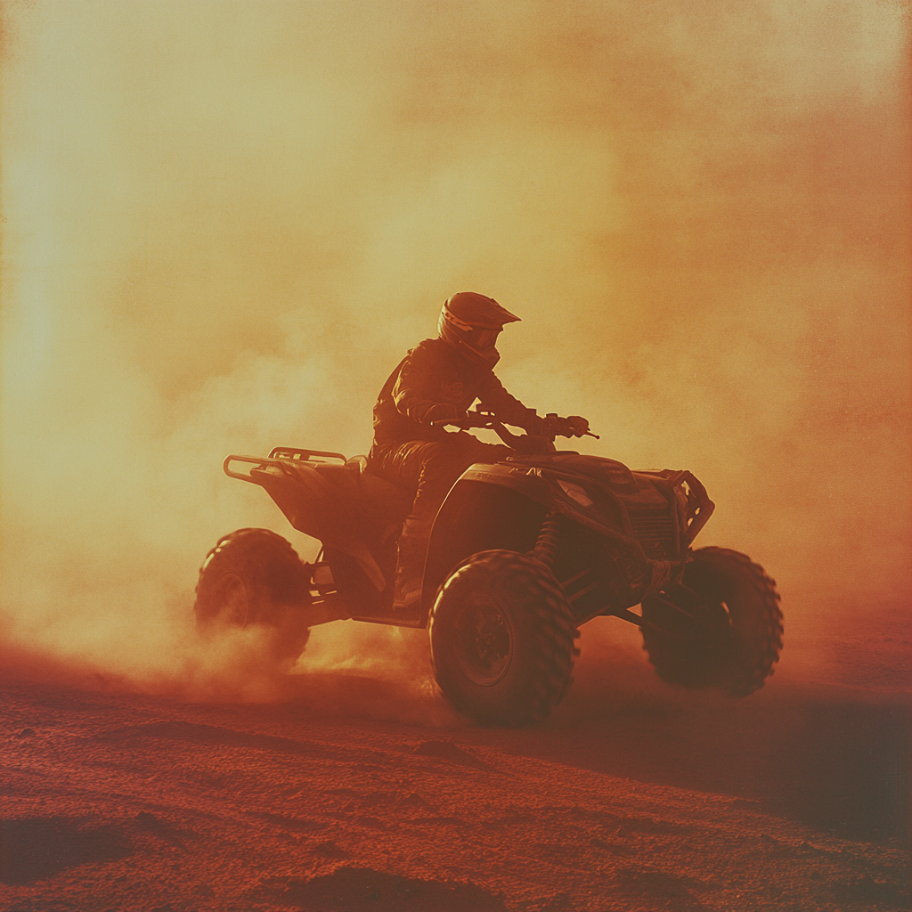 Dreamy desert adventure on high-tech black ATV