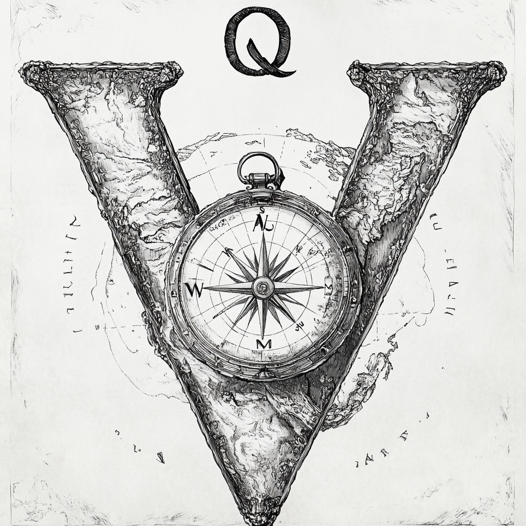 Earth Map with V, O, and Compass