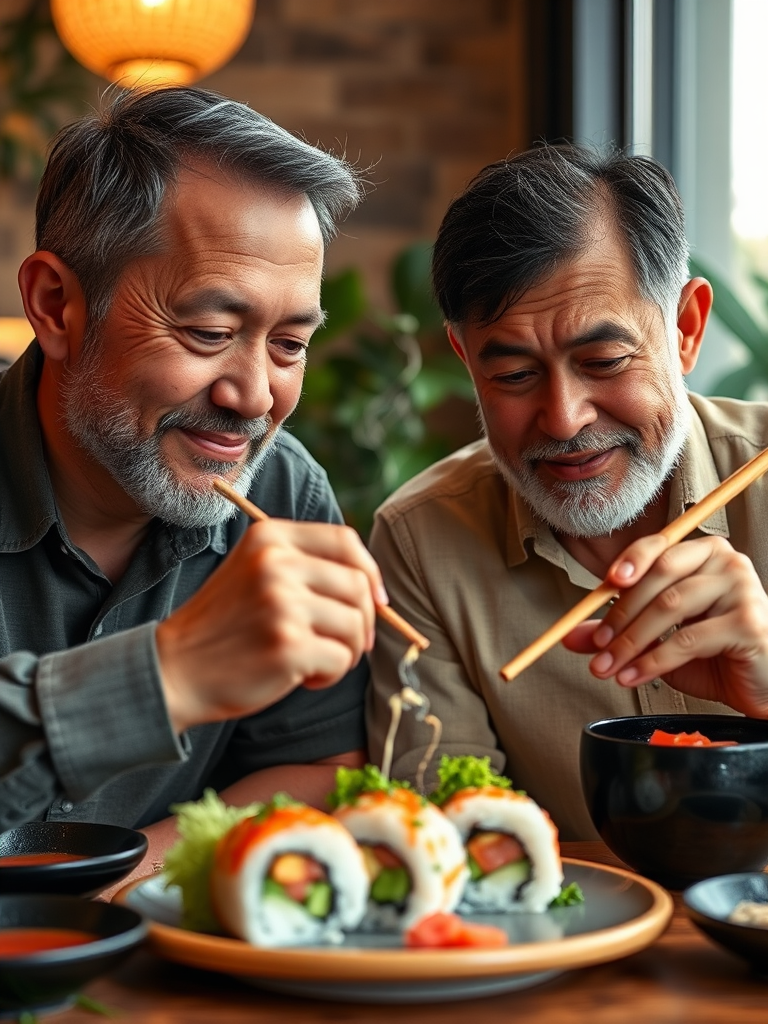 Eating Sushi Together on Father's Day