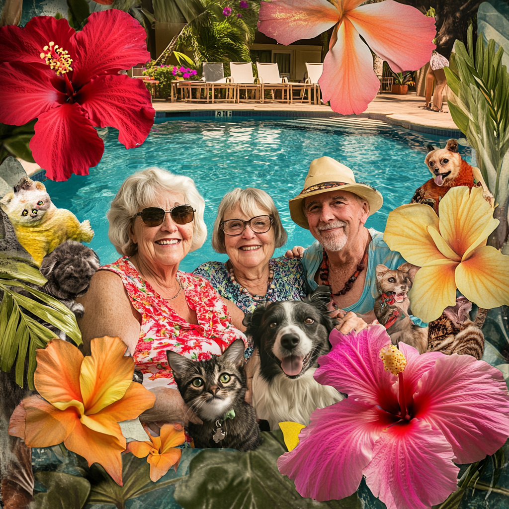 Elderly Couple and Pets Enjoy Hawaii Vacation Joyfully