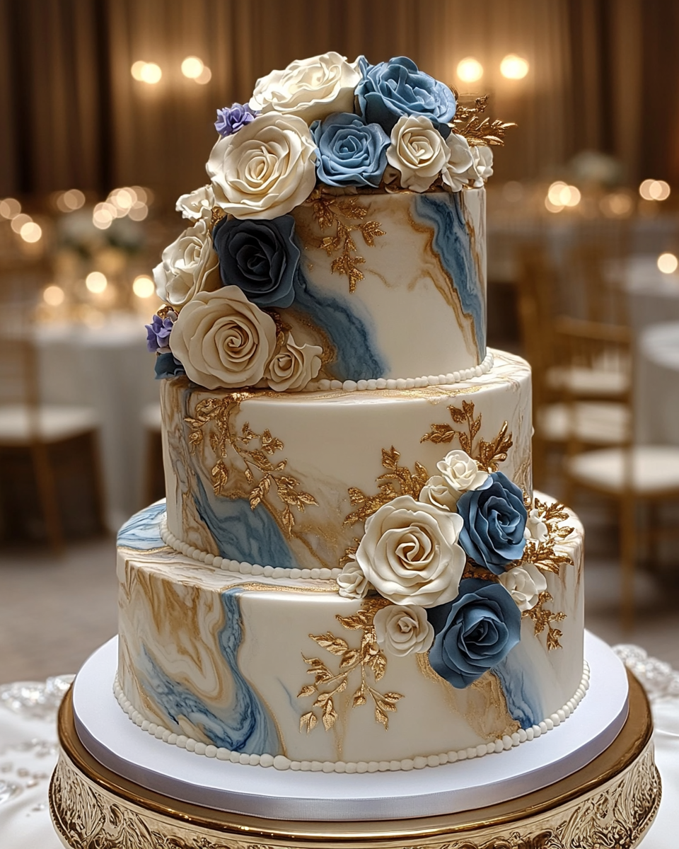 Elegant Geode Wedding Cake with Marbleized Design