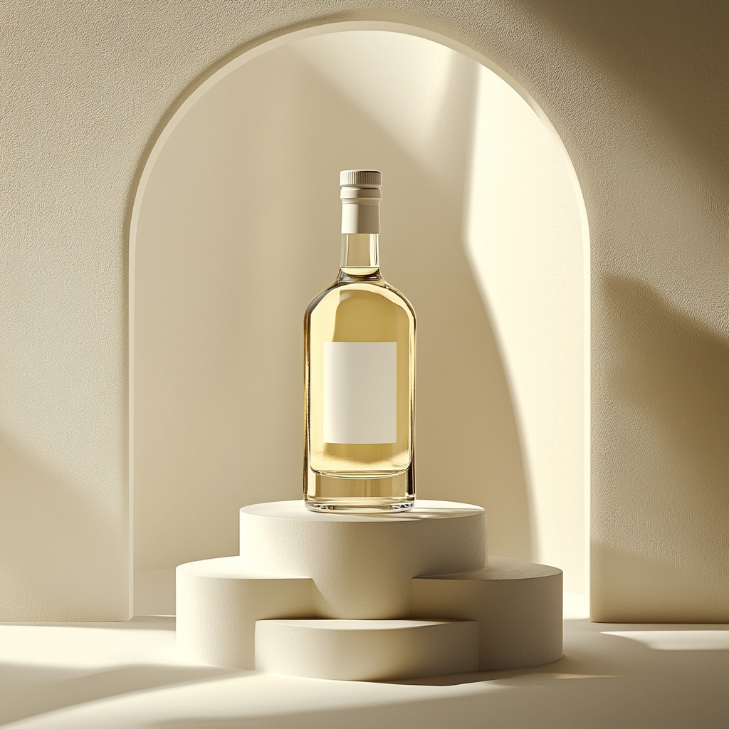 Elegant Tequila Bottle on Minimalist Pedestal Display