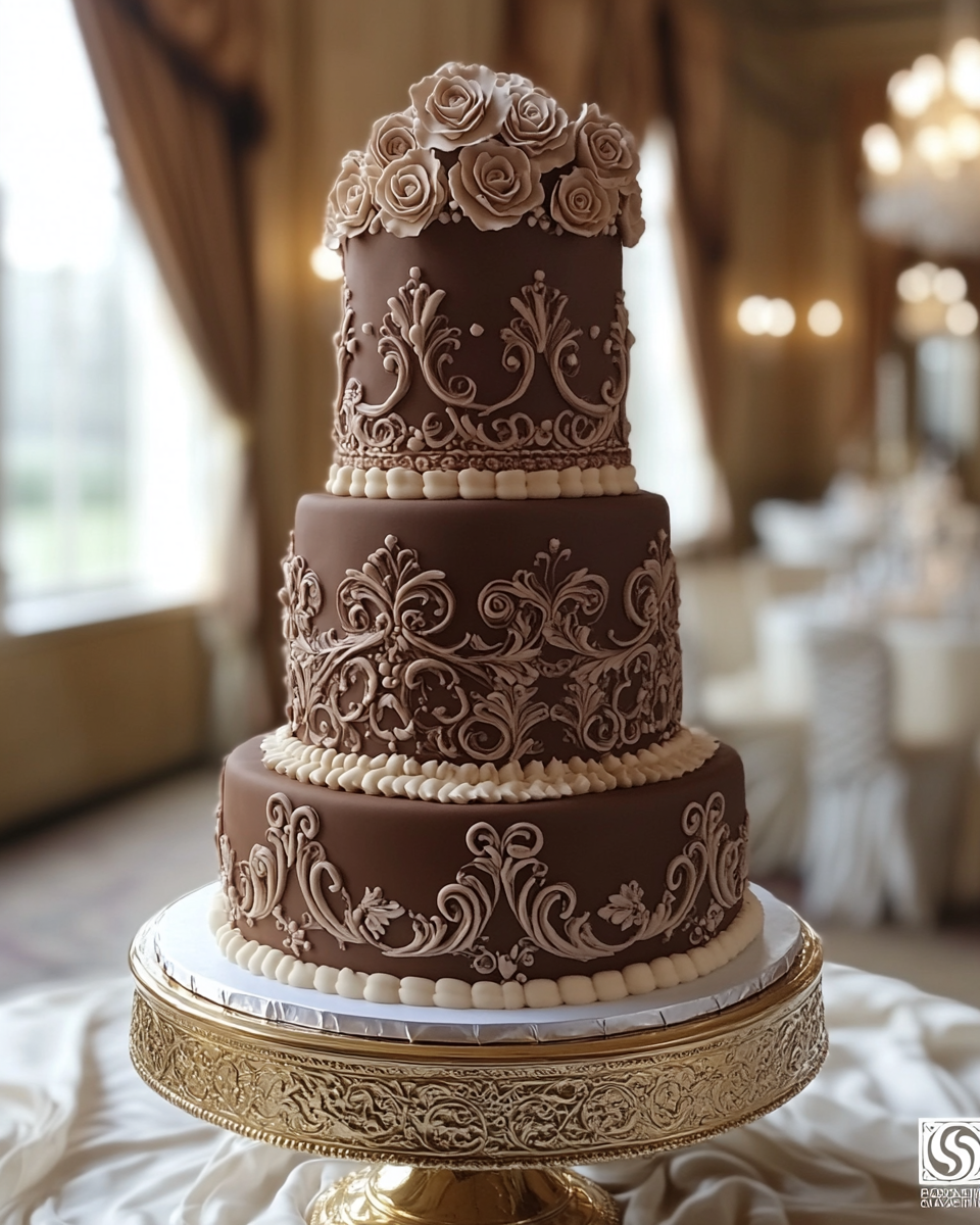 Elegant Wedding Cake with Victorian Inspiration