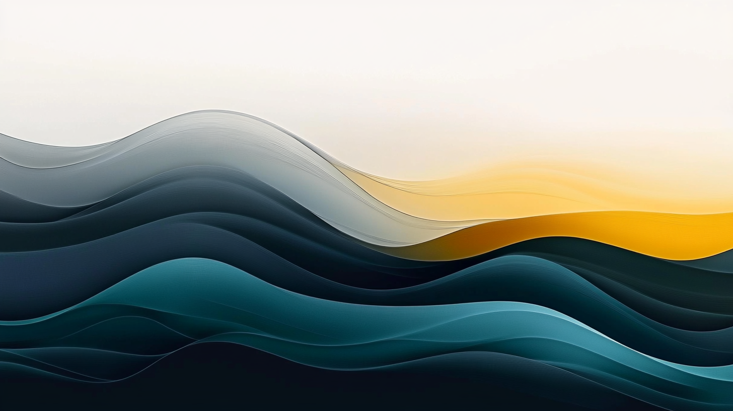 Elegant layered waves in shades of yellow and teal.