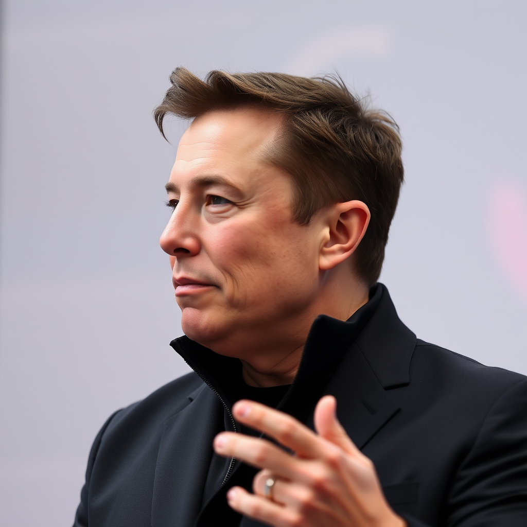 Elon Musk Glancing Sideways on Transparent Background