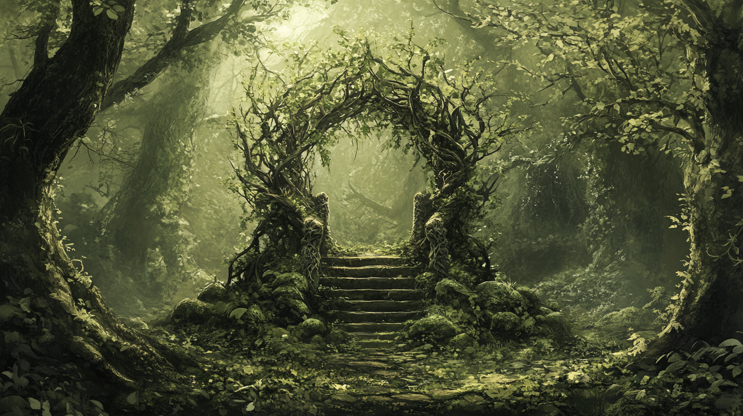 Elvish Forest Throne with Branches, Vines, and Leaves