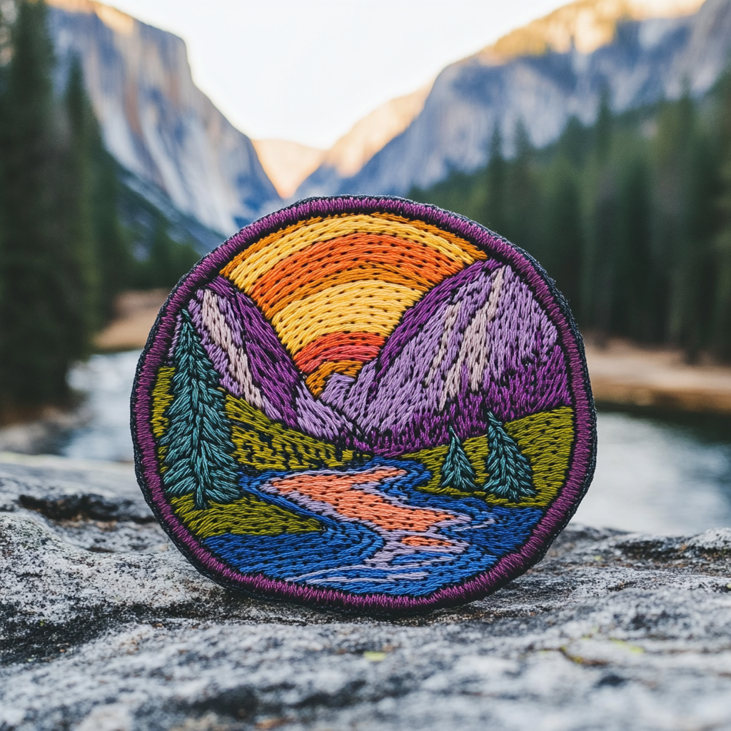 Embroidered patch of Yosemite's El Capitan climbers