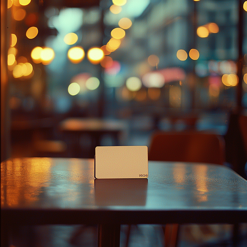 Empty Reservation Card on Warm Table Background