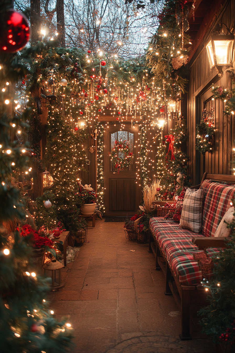 Enchanted Forest Christmas Porch with Magical Lights