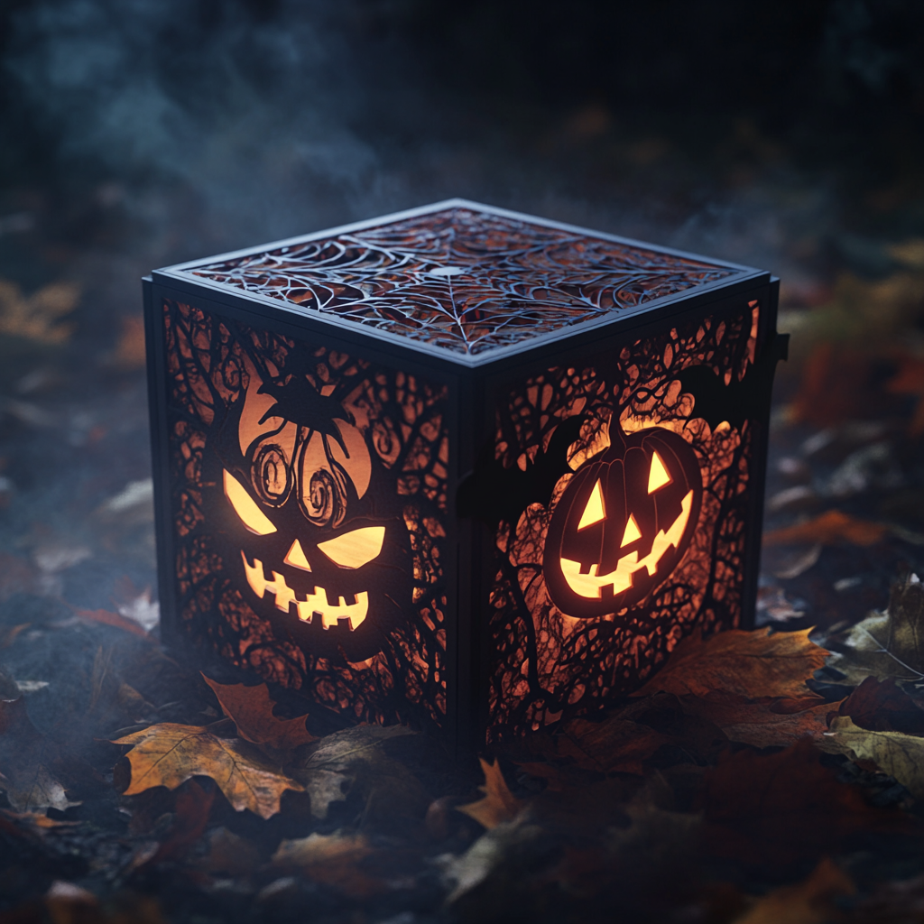 Enchanted Halloween Box Glowing in Spooky Night