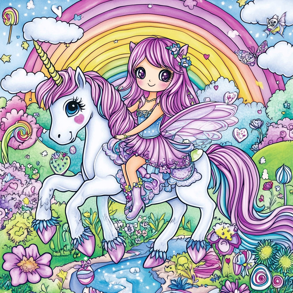 Enchanting fairy princess coloring book cover for girls