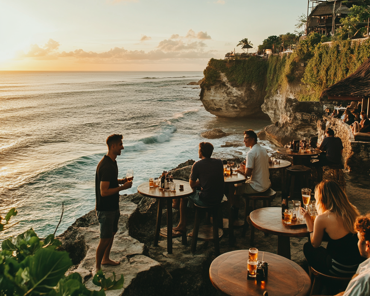 Enjoying Sunset Drinks at Bali Cliffside Bar