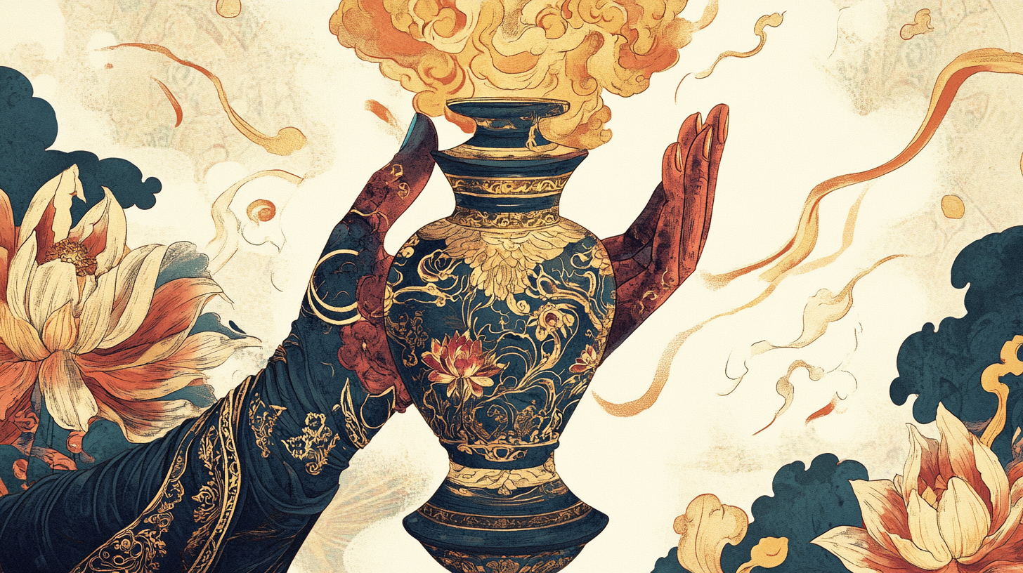 Enlarged Hand with Healing Vase in Buddhist Art