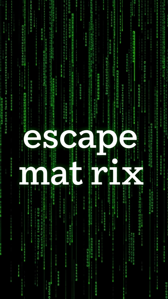 Escape the Matrix Text on Matrix-Style Background