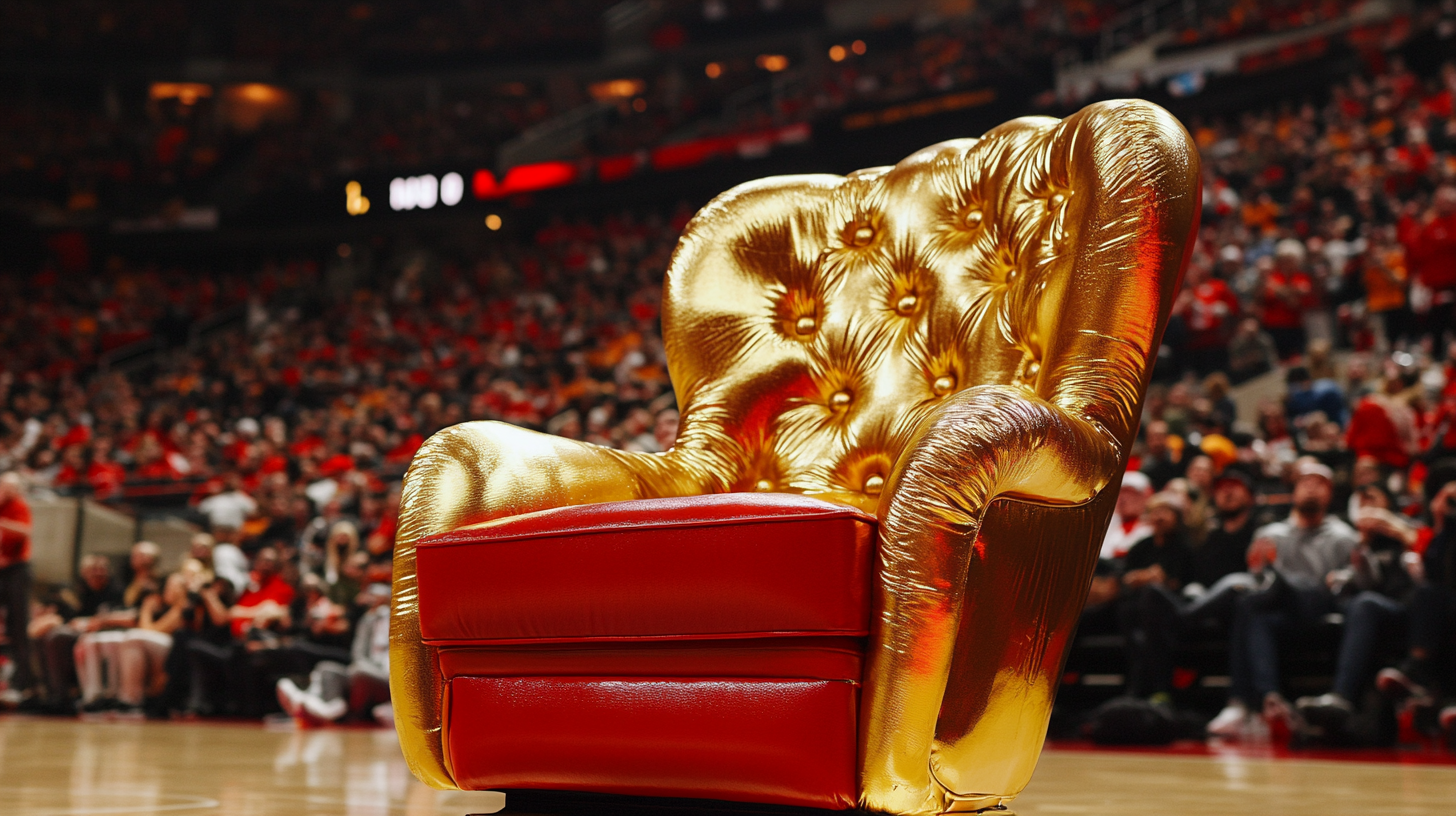 Exclusive Golden Seat at Basketball Game Cheered by Fans.