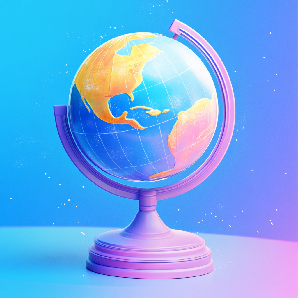 Exploring Knowledge: Colorful Globe on Blue Background