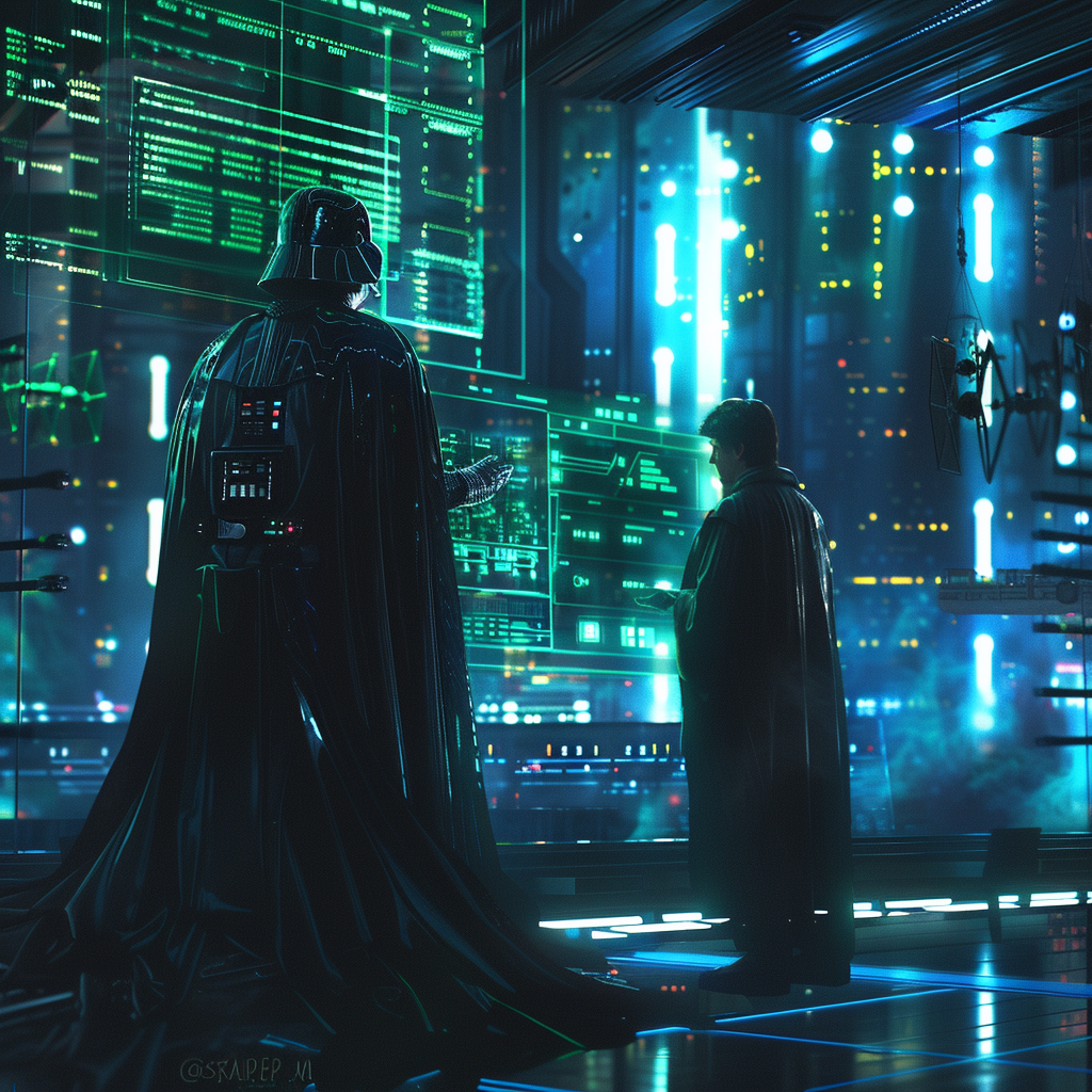 Exploring a hi-tech data center with Luke and Vader.