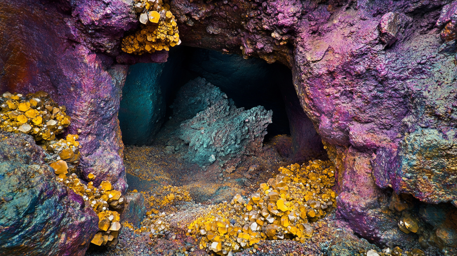 Extracting Shiny Mineral in Dangerous Area Closeup