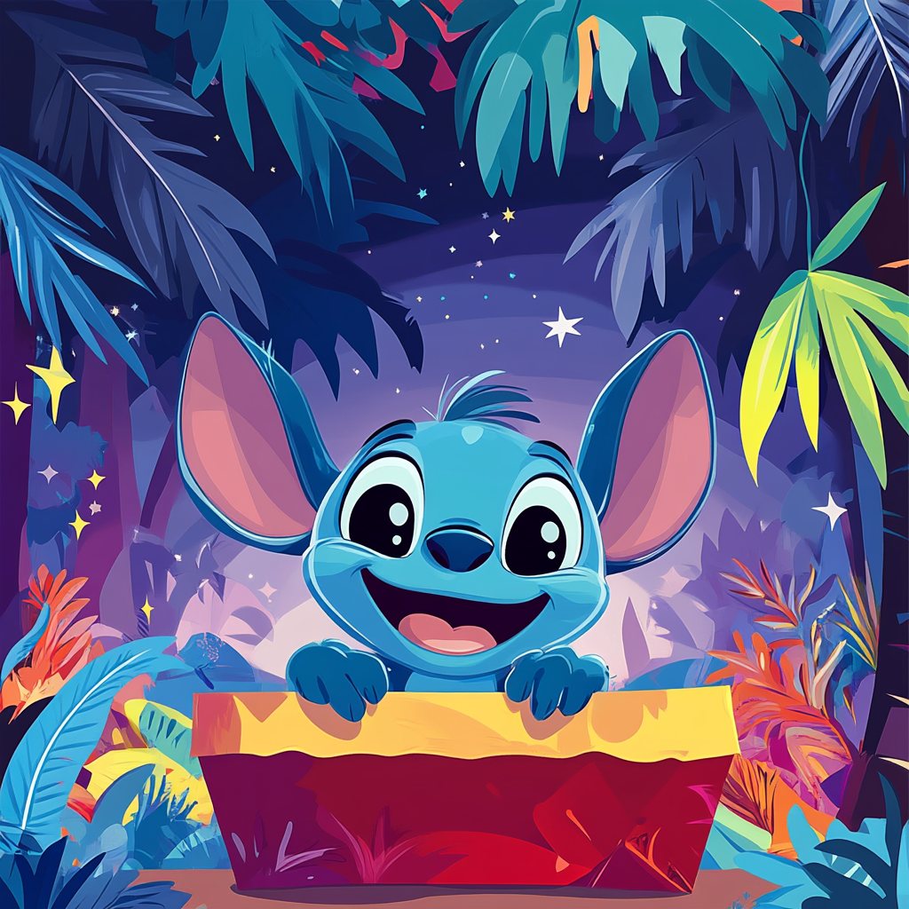 Eye-catching advertising background with Lilo & Stitch theme.