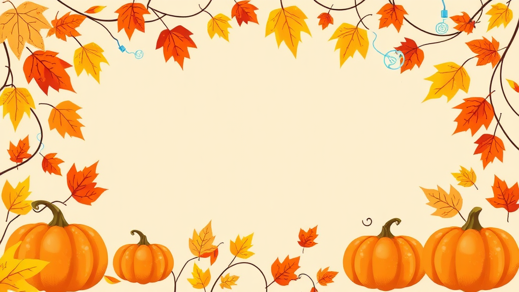 Fall Leaves, Pumpkins, and Technology Graphics Design.