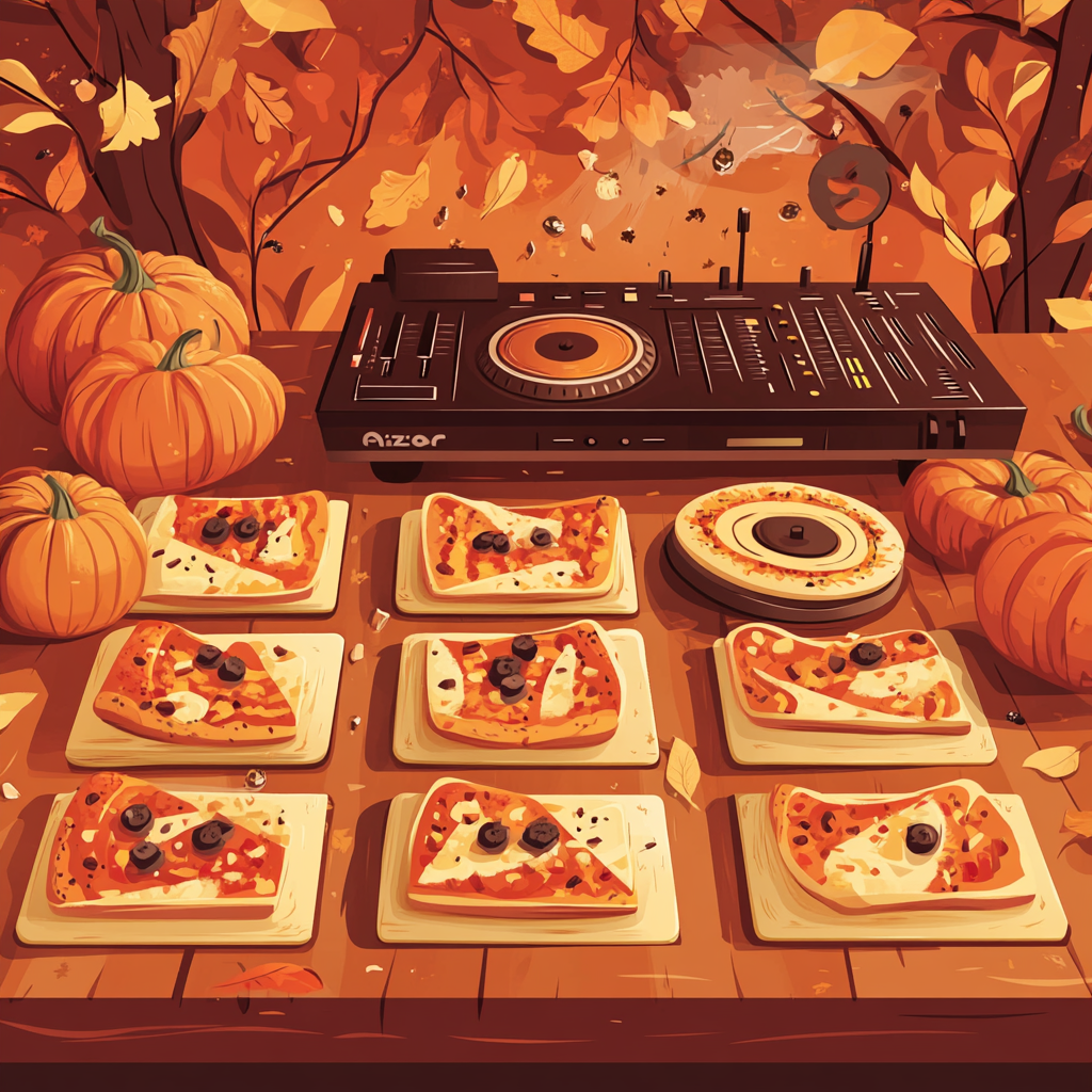 Fall Pizza Party with DJ Booth and Decorations