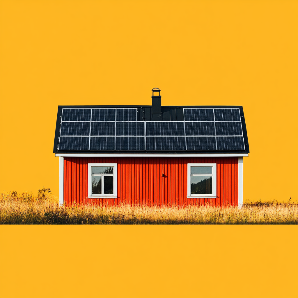 Farm home in Alberta with solar panels