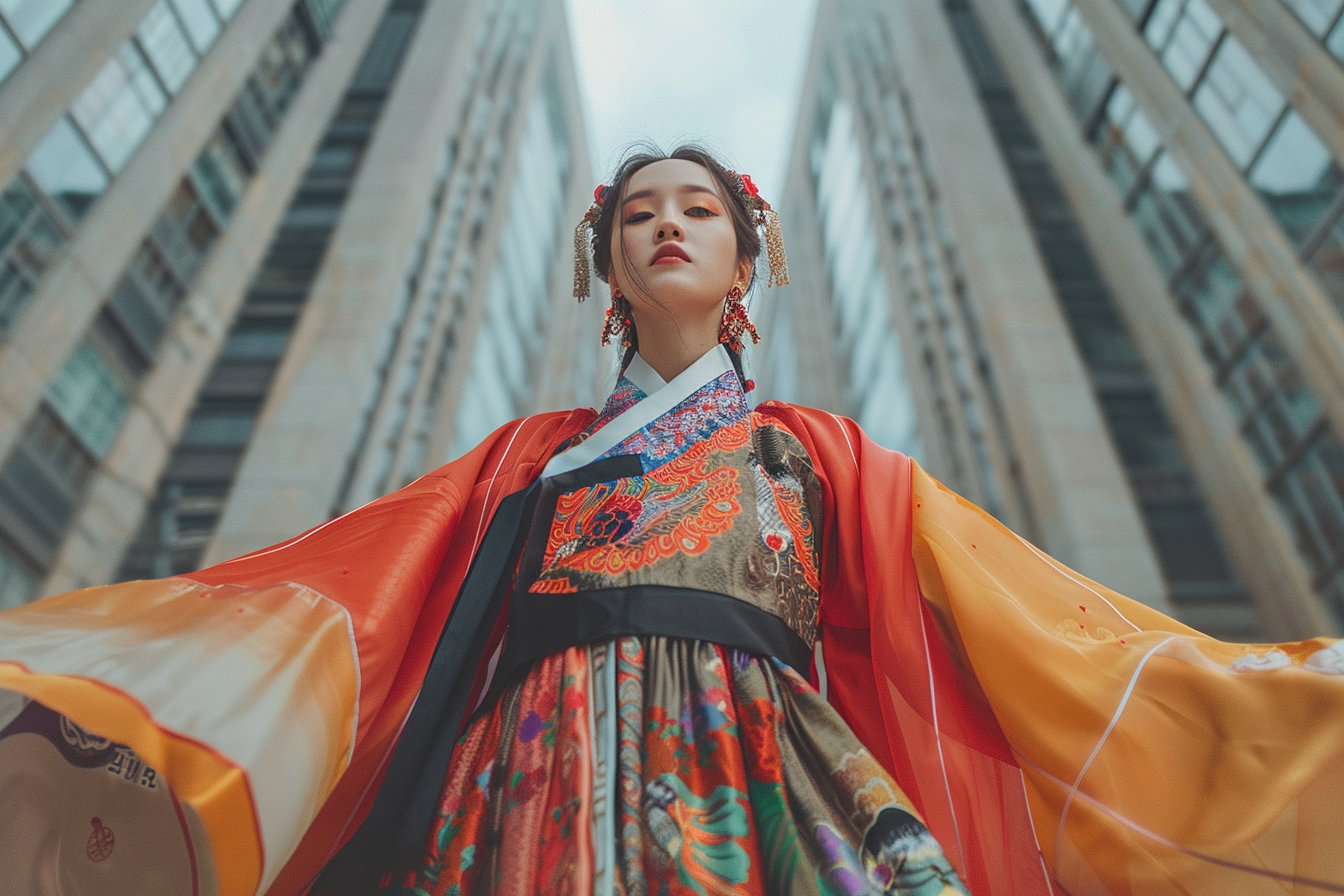 Fashionable Fusion of Korean Hanbok and Street Style