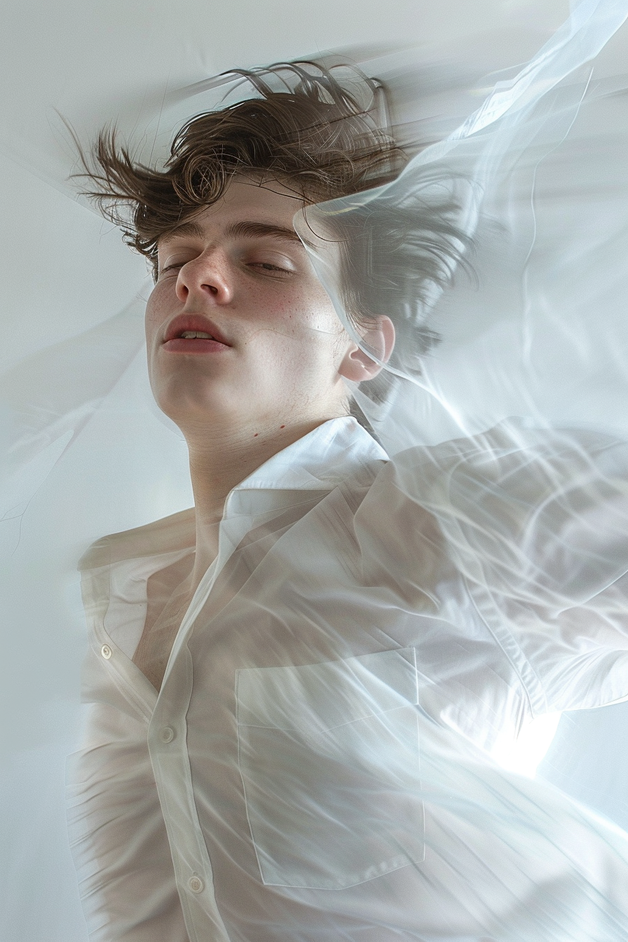 Fashionable Young Man in White Shirt Movements, Dynamic.