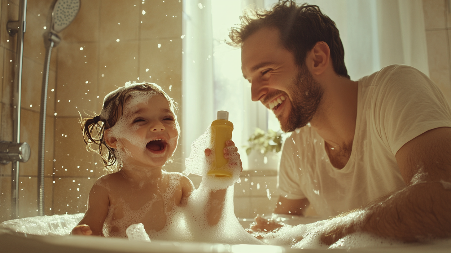 Father and Daughter Bathroom Singing Concert