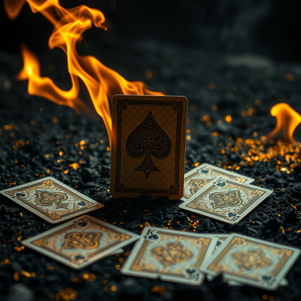 Fiery Playing Cards with Spade Emblem