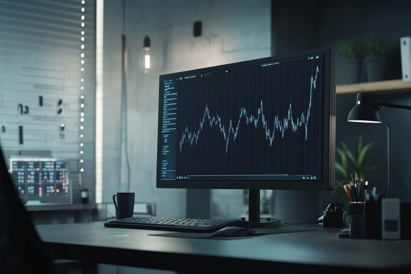 Financial Graph Shows Changing Interest Rates in Modern Office