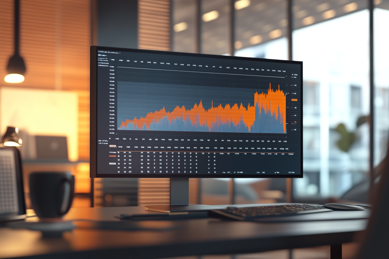 Financial graph showing rates rising and falling dramatically