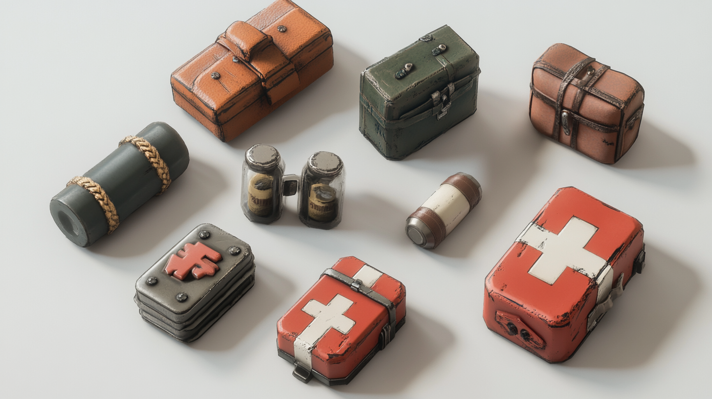 Five detailed 3D health packs for games