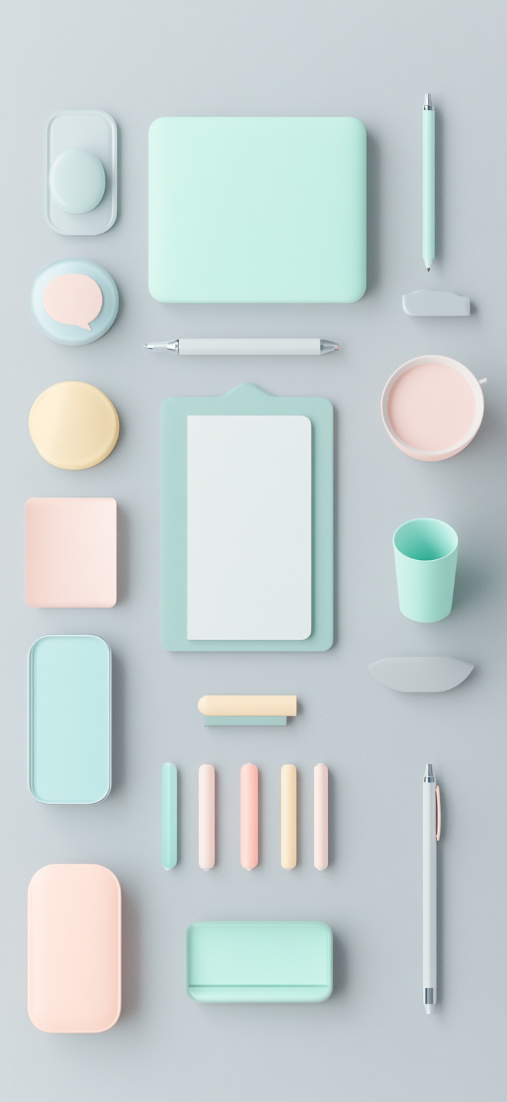 Flat Lay with Mini Elements on Light Grey