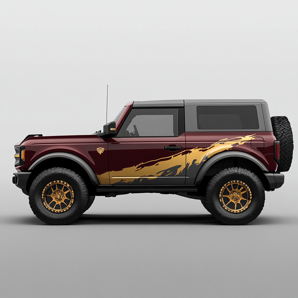 Florida Seminoles inspired design for grey Ford Bronco.