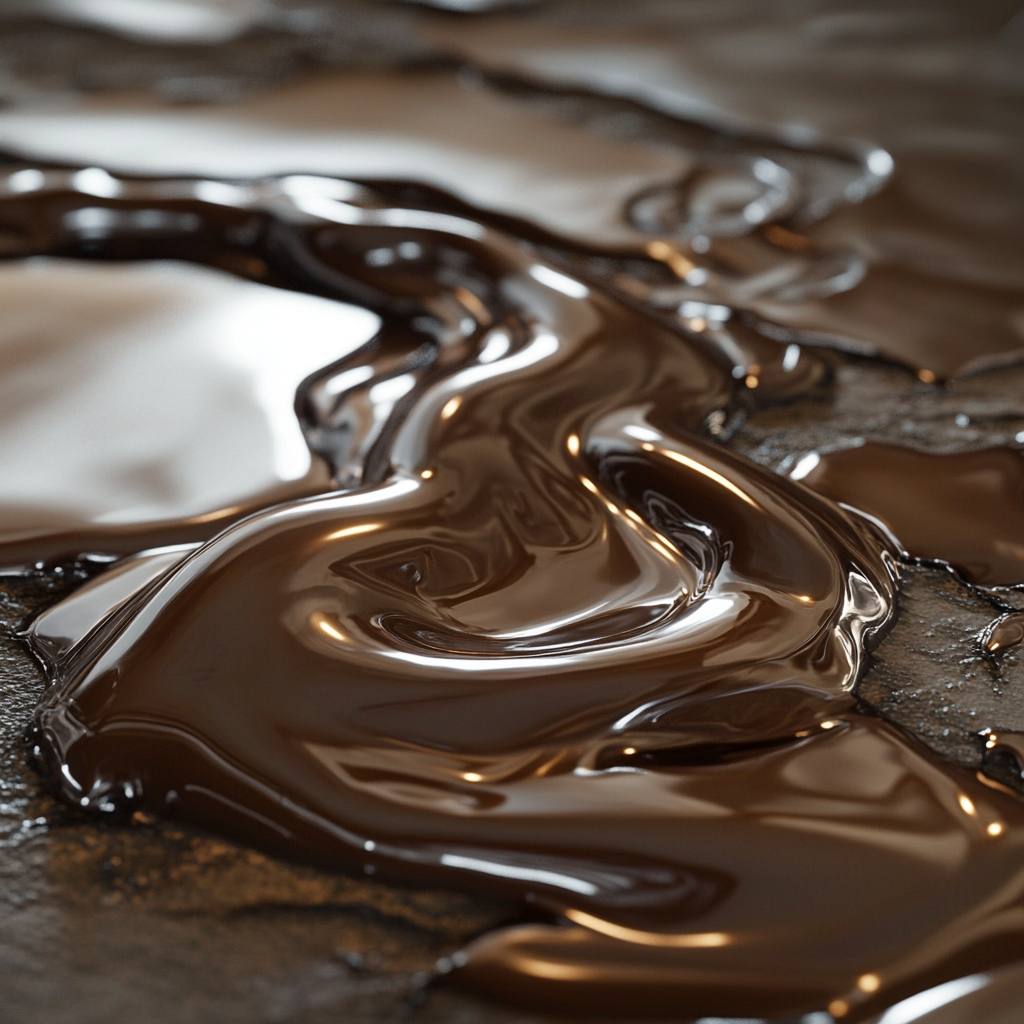 Flowing chocolate creating beautiful rippling patterns