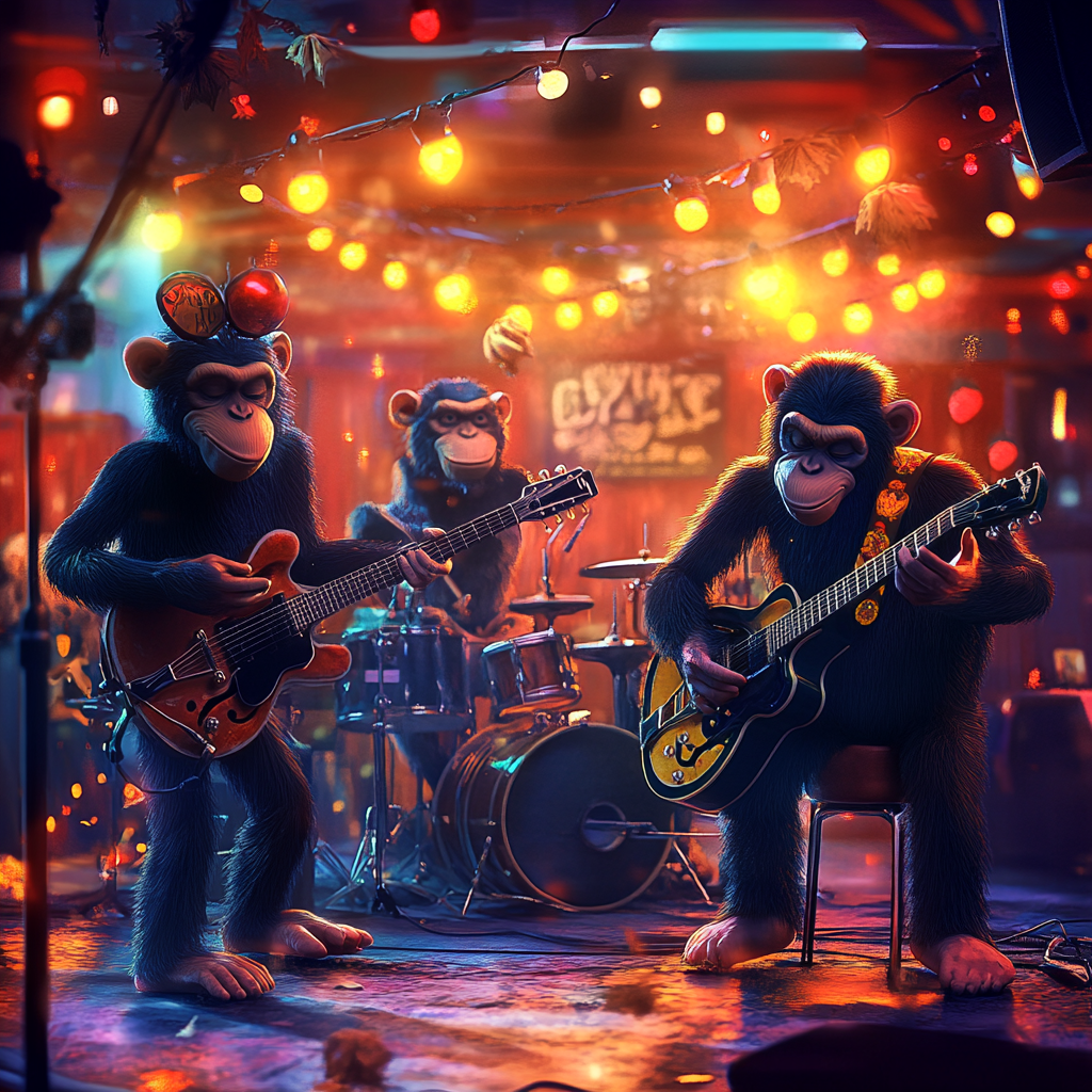 Four Cool Chimp Dudes Rock Halloween Nightclub