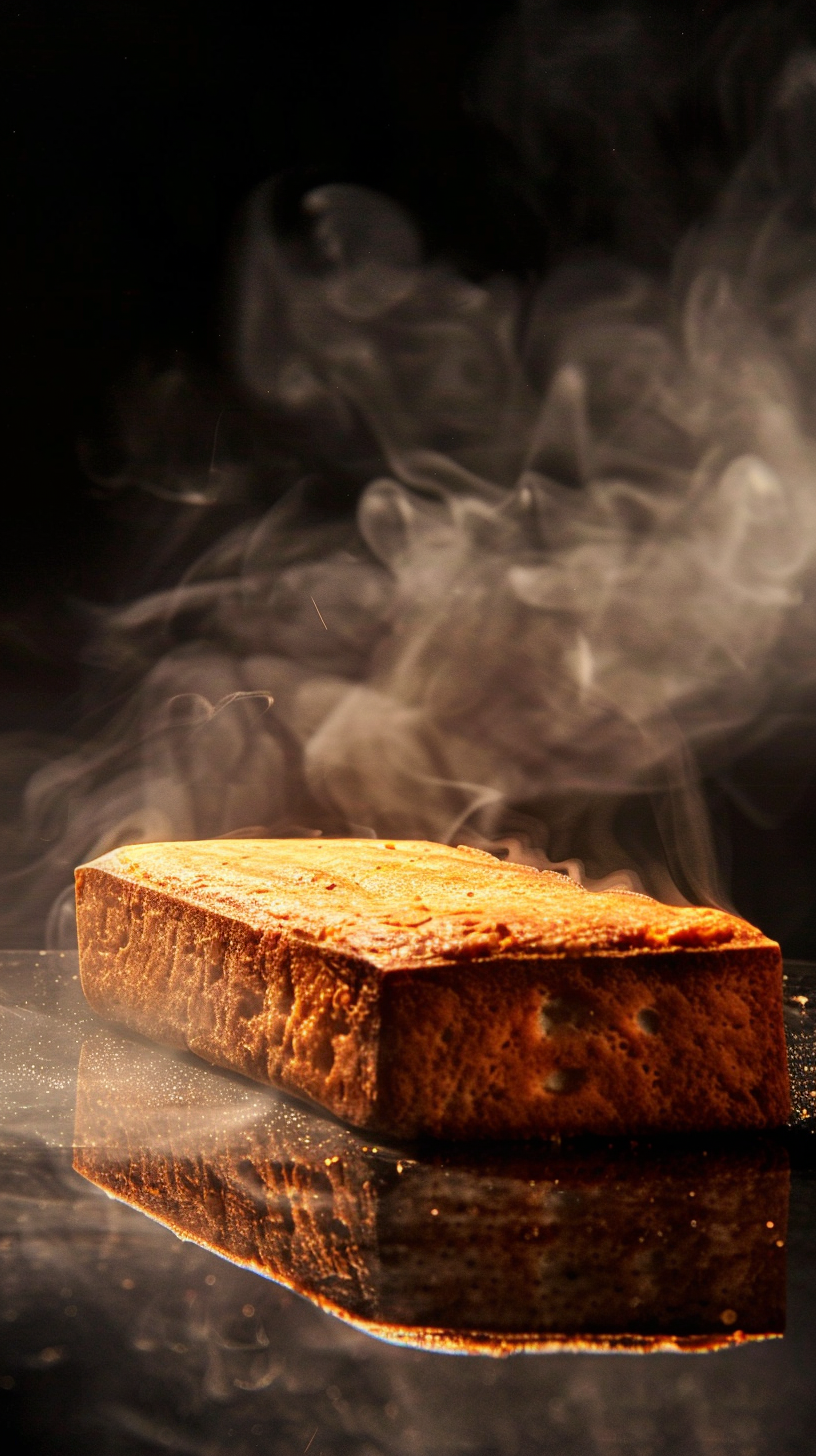 Freshly baked sourbread on black background