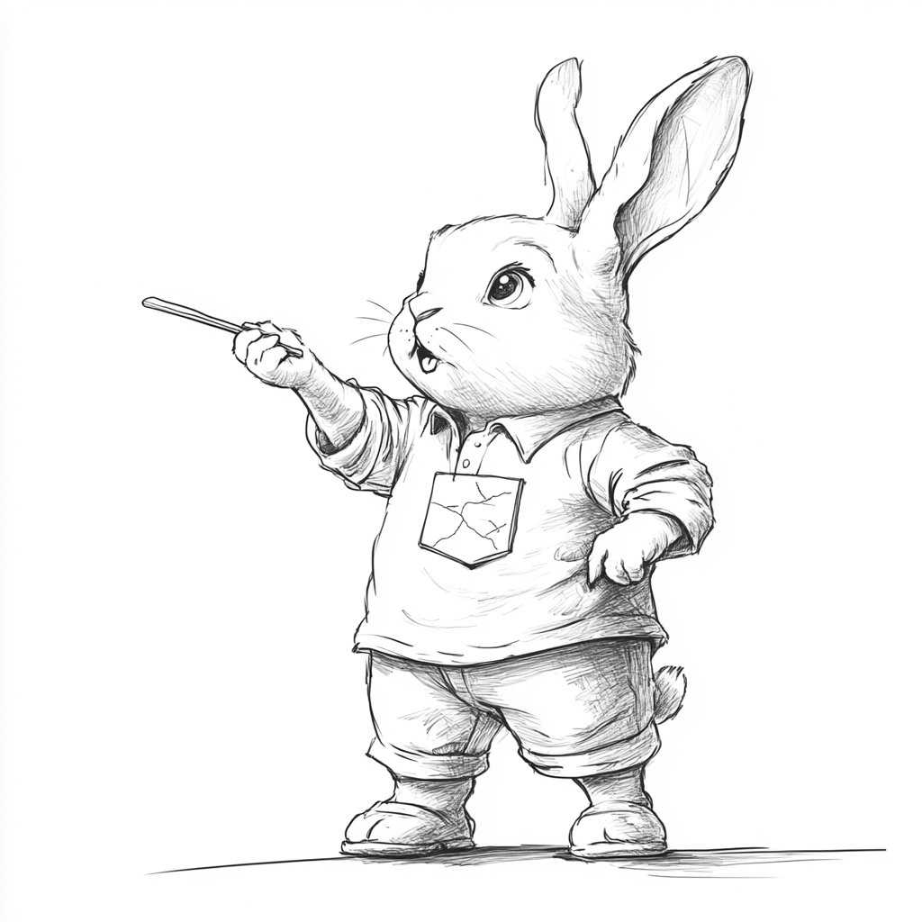 Friendly bunny with map stick for educational company logo