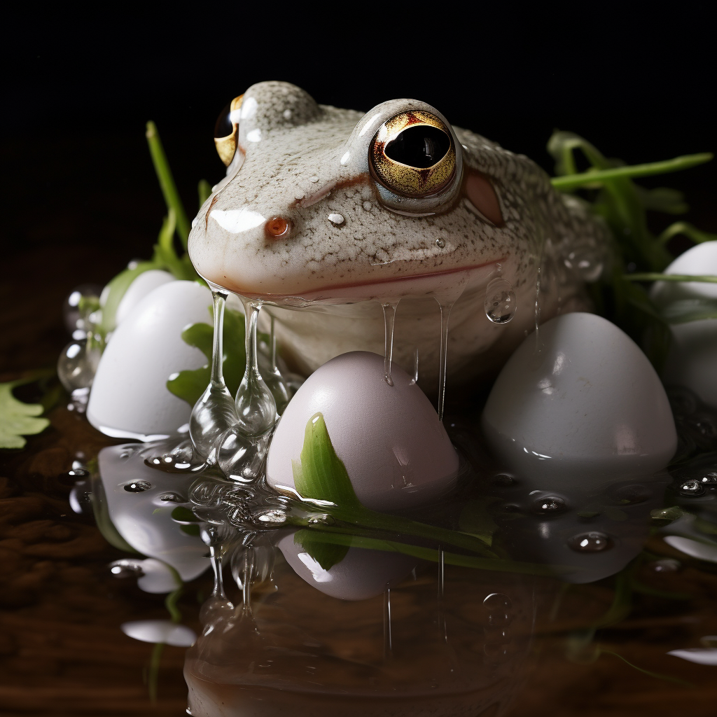 Frog eggs in water