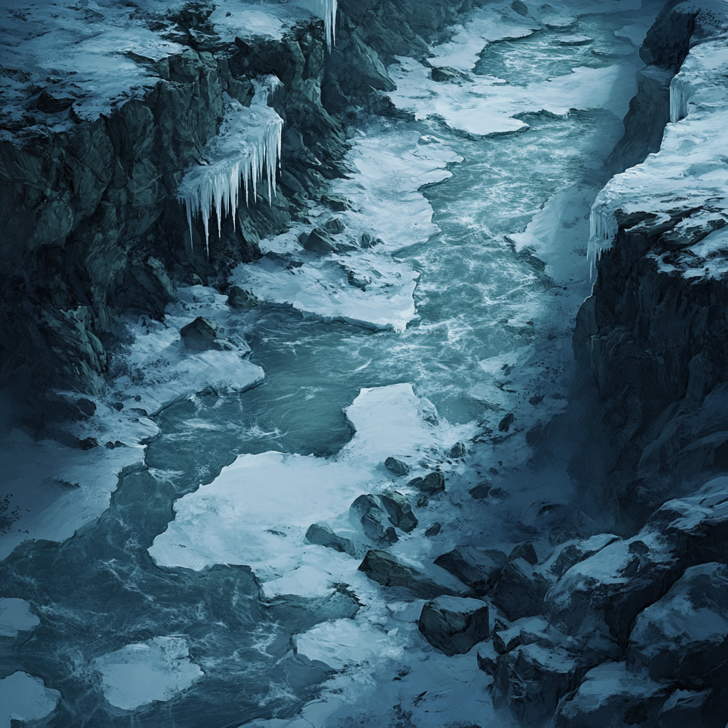 Frozen river with ice floes for DnD game