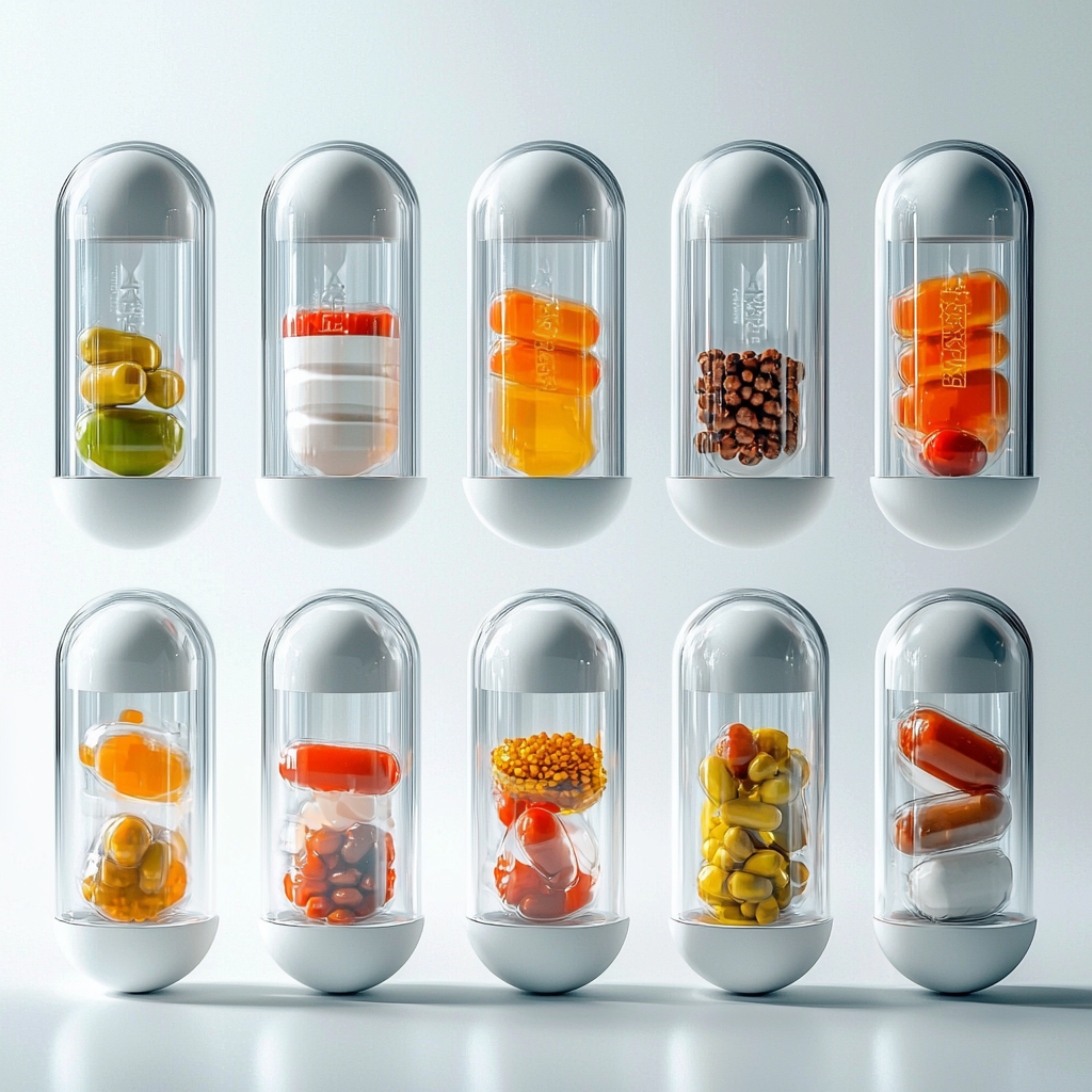 Futuristic, sleek capsules by Kraft Heinz with nutrients for athletes.