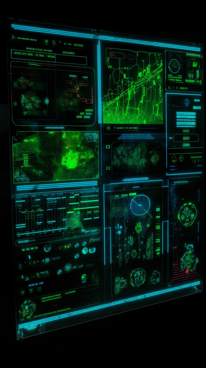 Futuristic HUD Displaying Agricultural Data in Neon Green