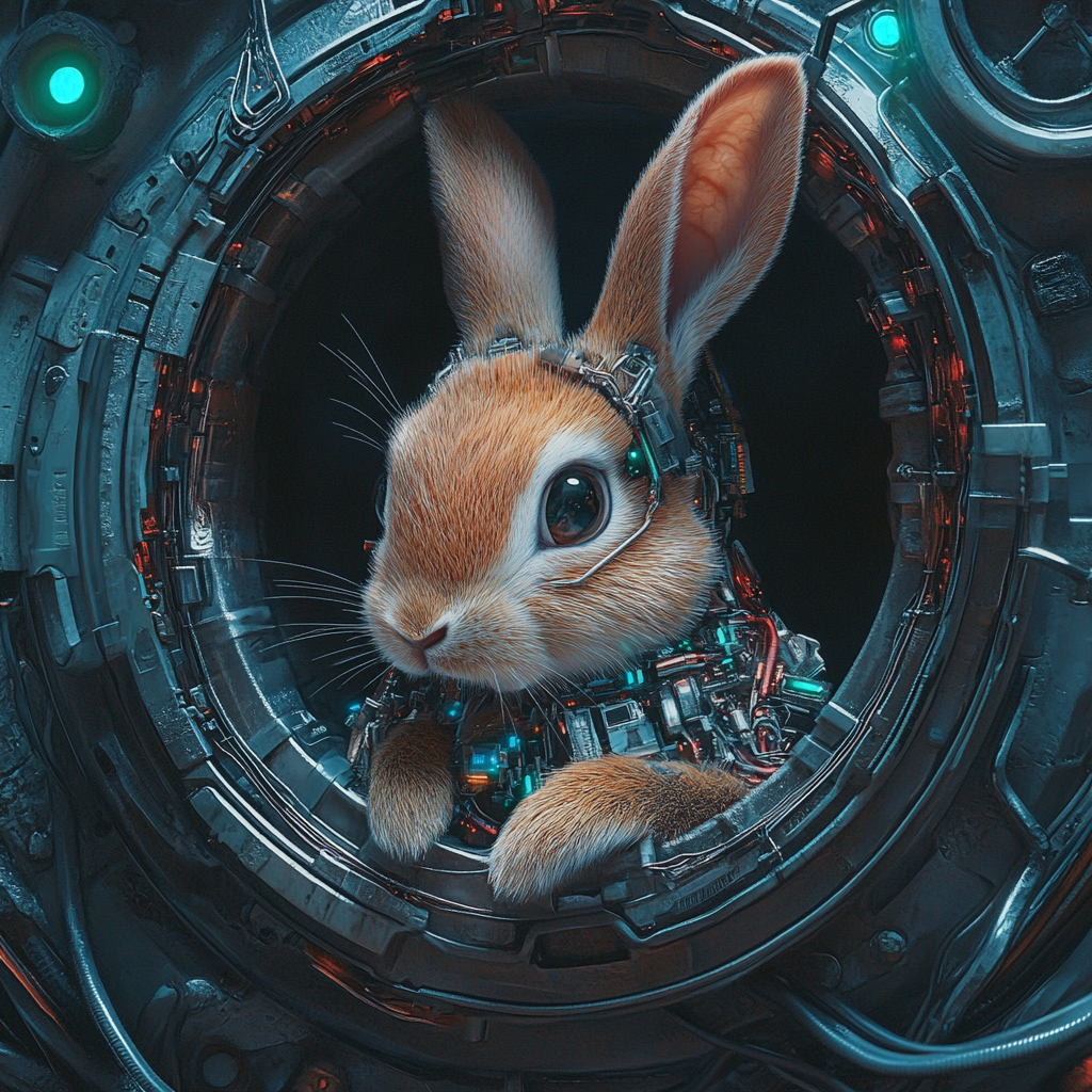 Futuristic Rabbit in Ultra HD Cyborg Hole