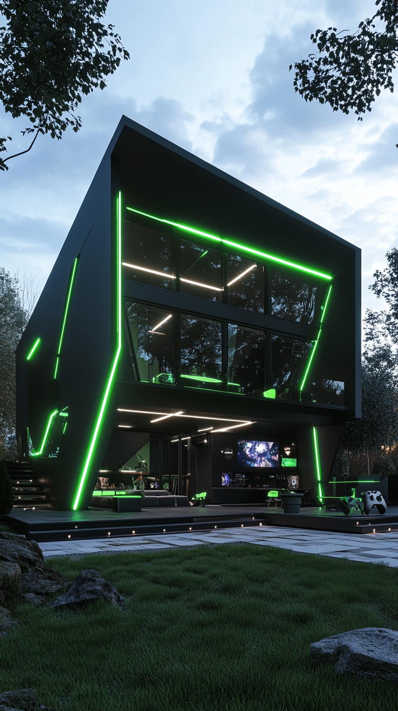 Futuristic Xbox-Inspired House with High-Tech Gaming Vibes