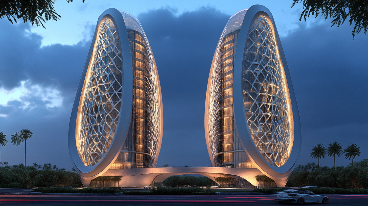 Futuristic eco-friendly twin towers in Saudi Arabia