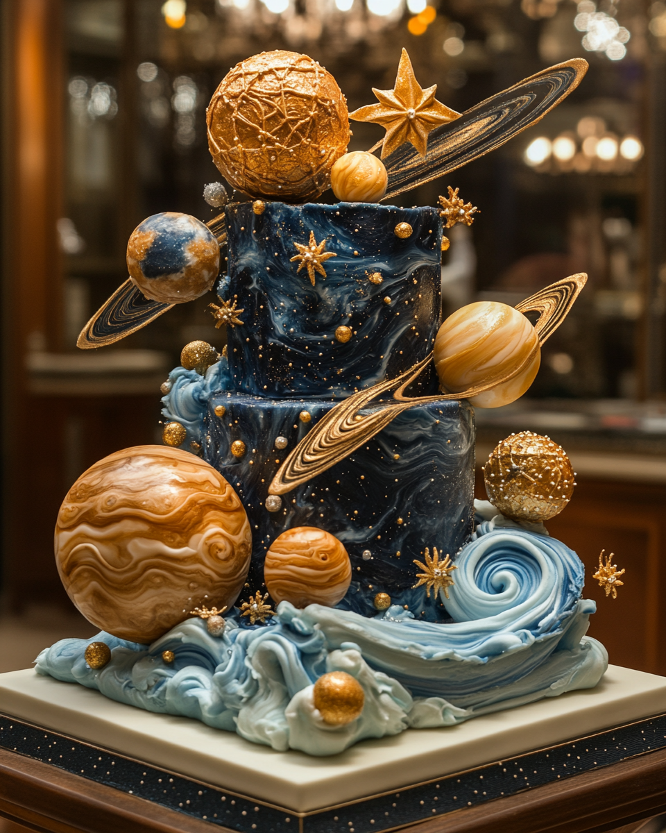 Galaxy Themed Birthday Cake at Planetary Party