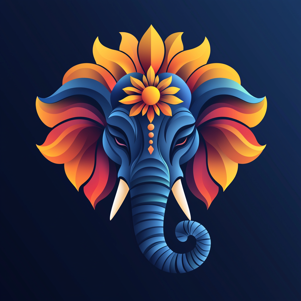 Ganesh Culture Logo with Elephant and Sun