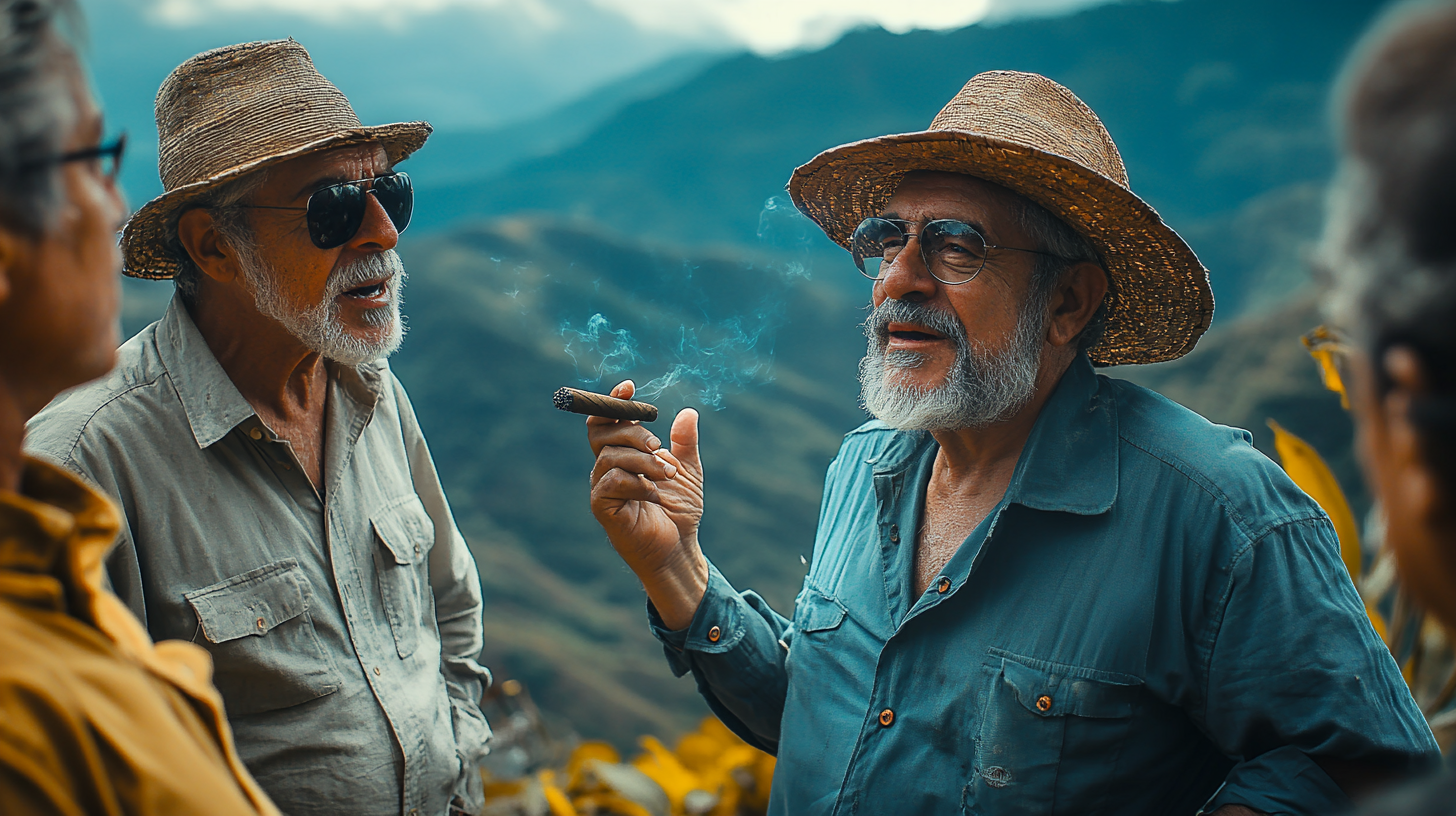 Gentlemen Enjoying Cigars on a Nicaraguan Mountain