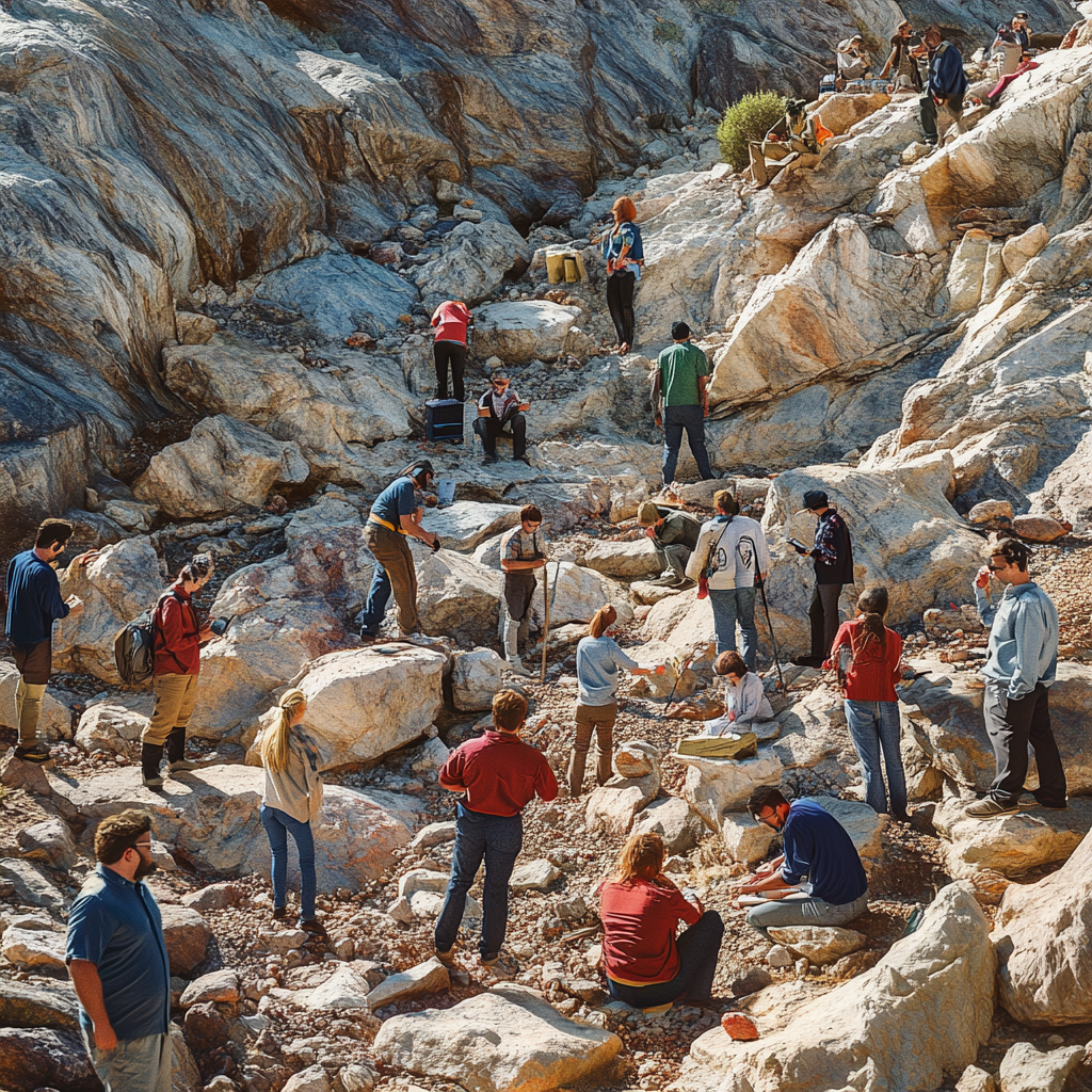 Geology Field Trip: Busy Scientists Exploring Nature